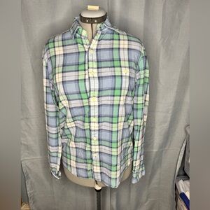 Faherty Blue and Green Plaid Shirt